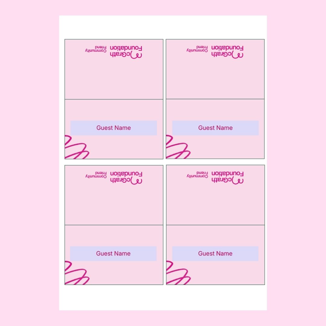 Foldable Name Cards - Pink Stumps Day