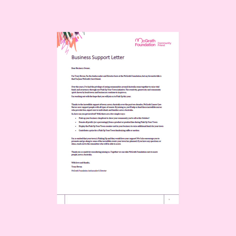 Business Support Letter